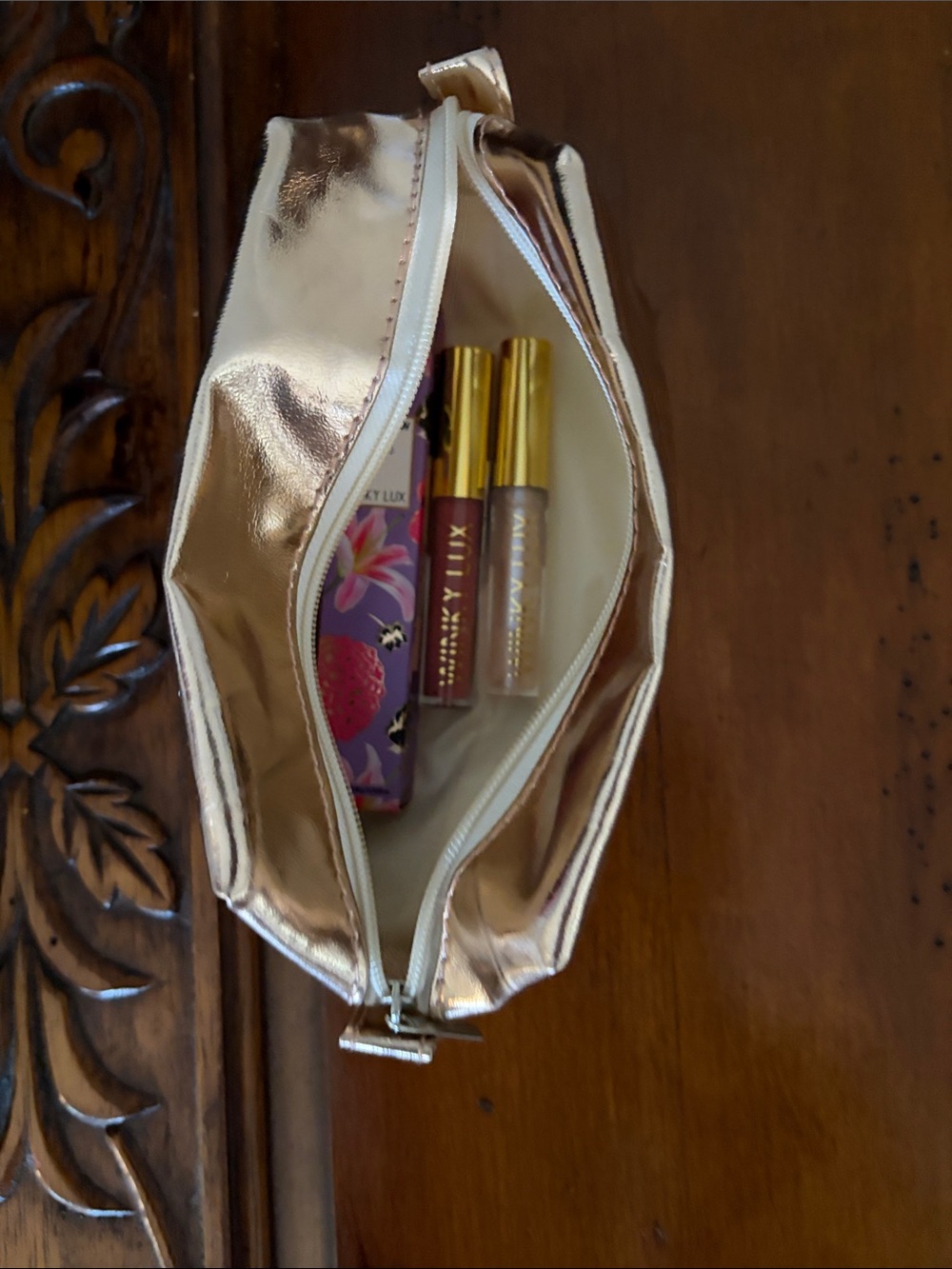 WINKY LUX makeup bag with Pink and Clear Lip Gloss Duo brow pencil new - Picture 4 of 4